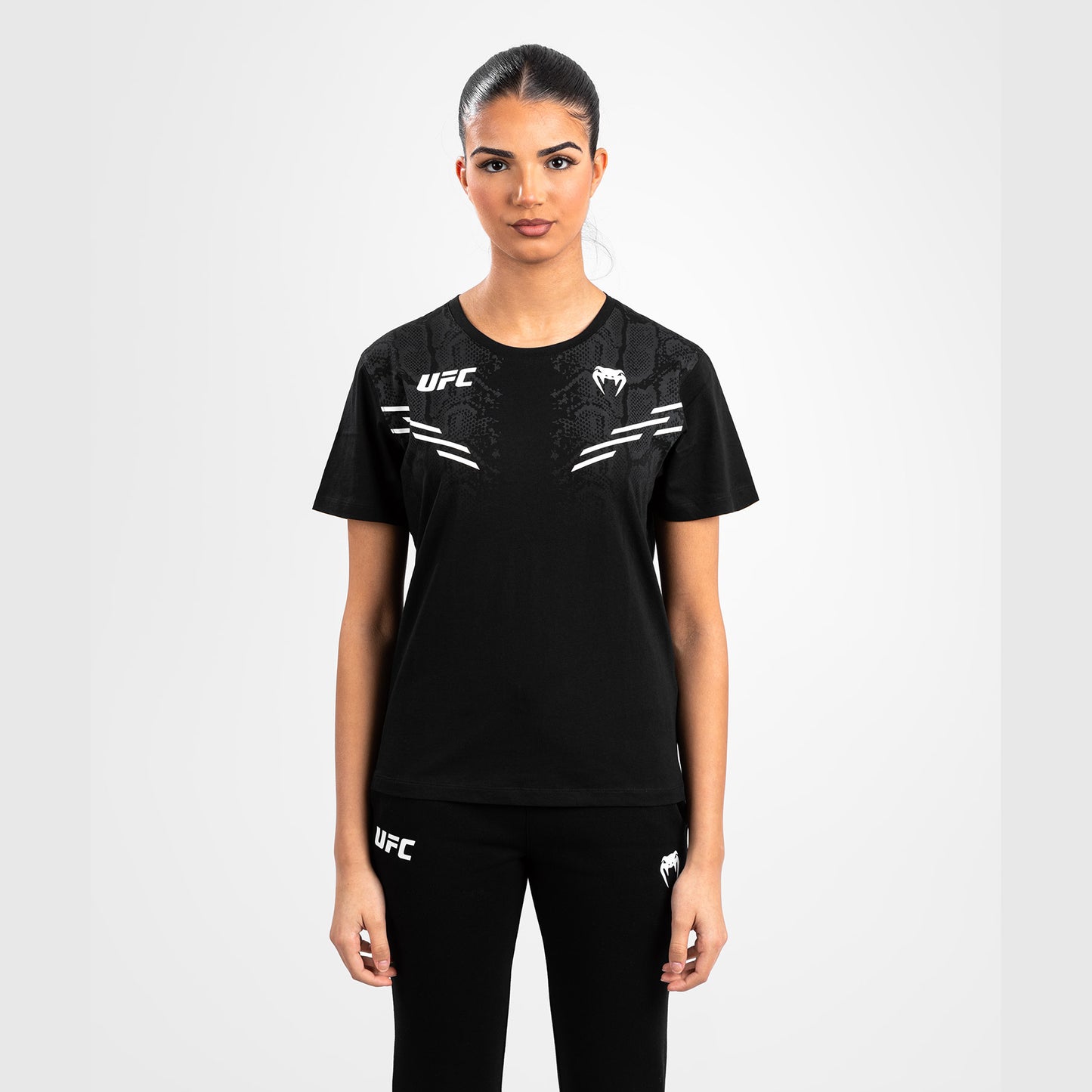 UFC Adrenaline by Venum Replica 여성용 반팔 티셔츠 – 블랙