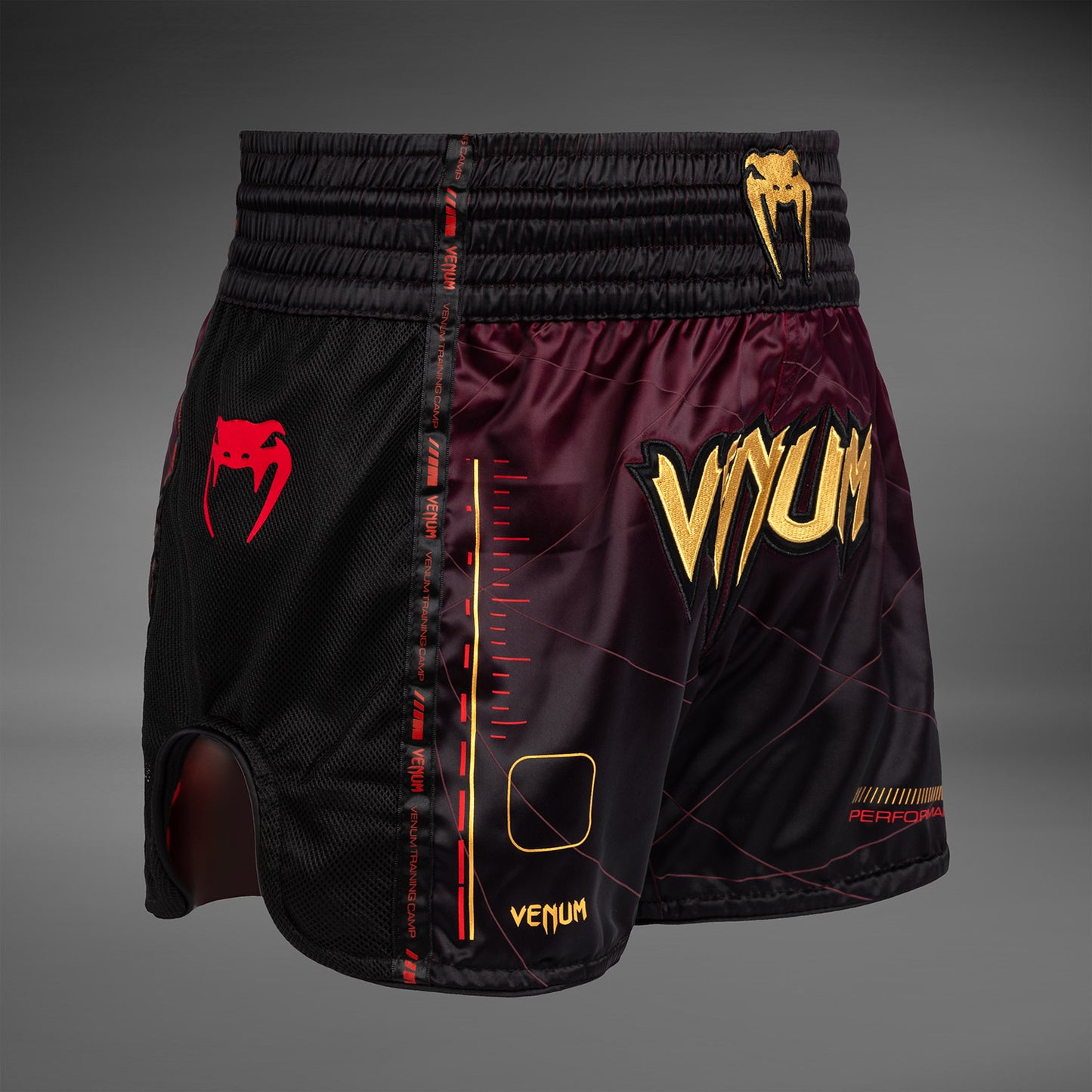 Venum Tactical XT 무에타이 쇼츠 – 블랙/버건디/골드