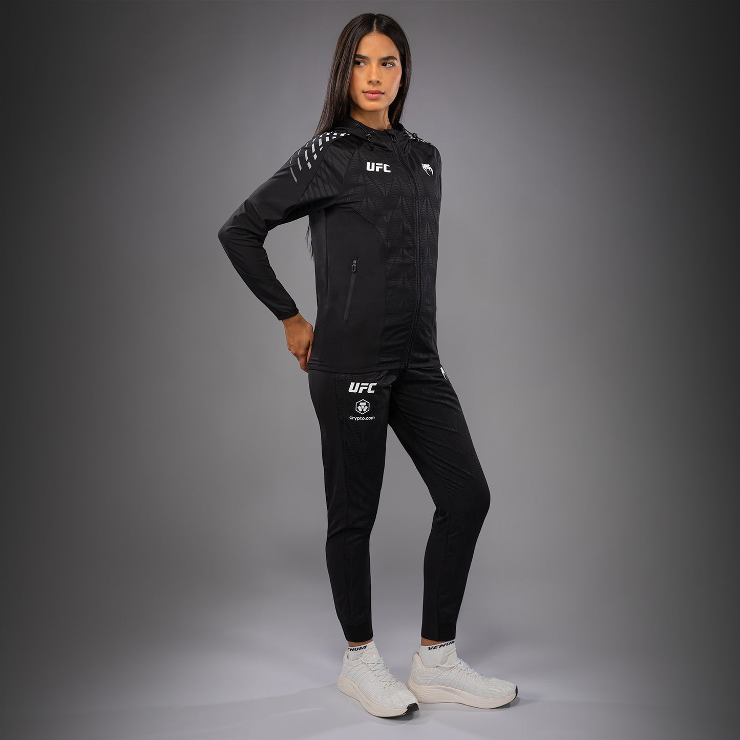 Women's UFC Zenith by Venum Black 오센틱 파이트 나이트 워크아웃 후디