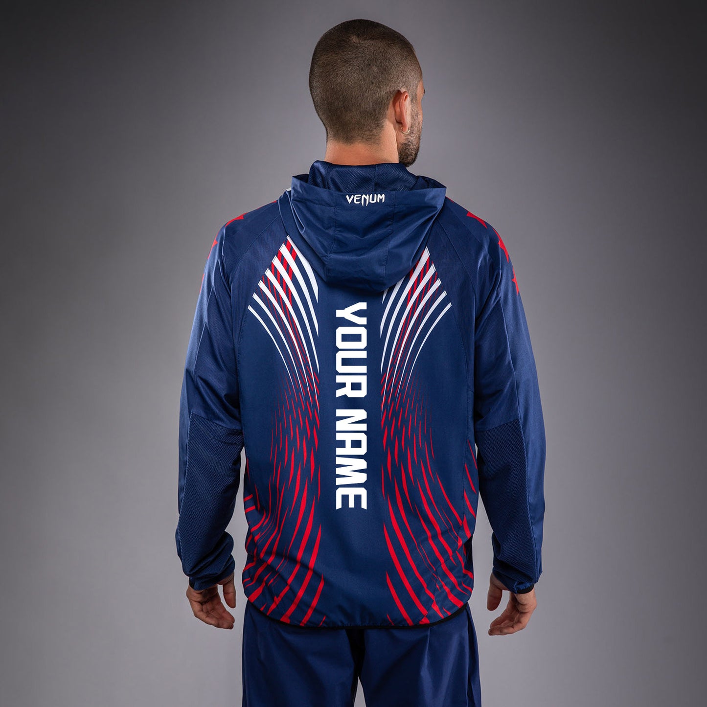 Official UFC Freedom 250 by Venum 남성용 Authentic Fight Night 워크아웃 후디 - 블루