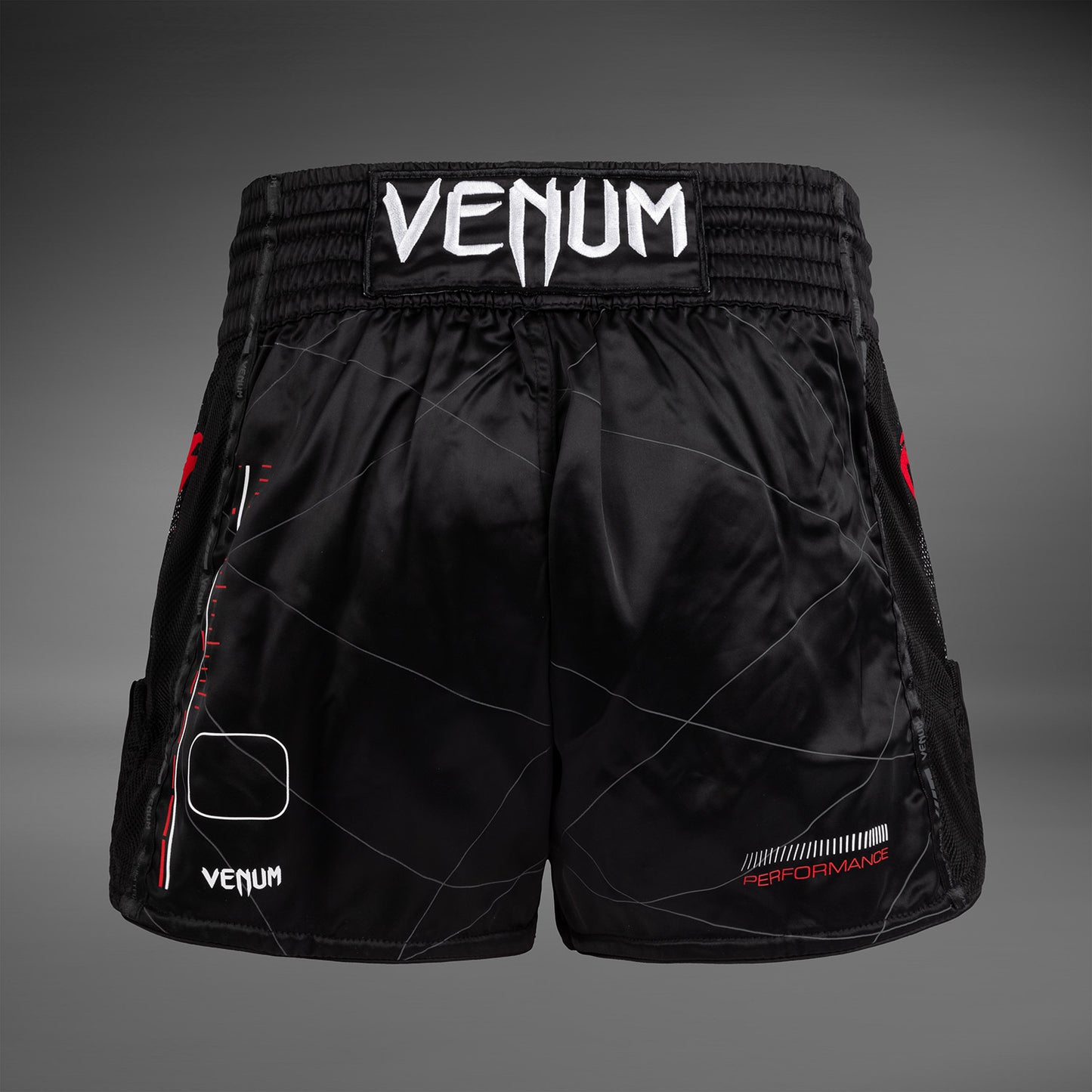Venum Tactical XT 무에타이 쇼츠 – 블랙/파이어 레드