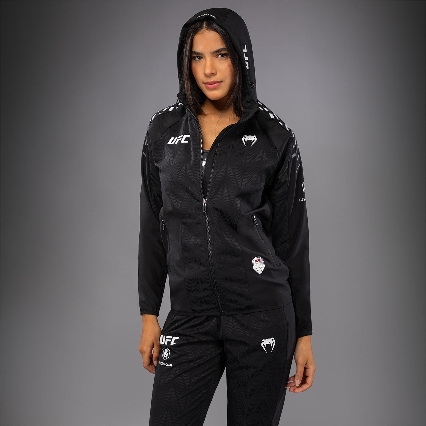Women's UFC Zenith by Venum Black 오센틱 파이트 나이트 워크아웃 후디