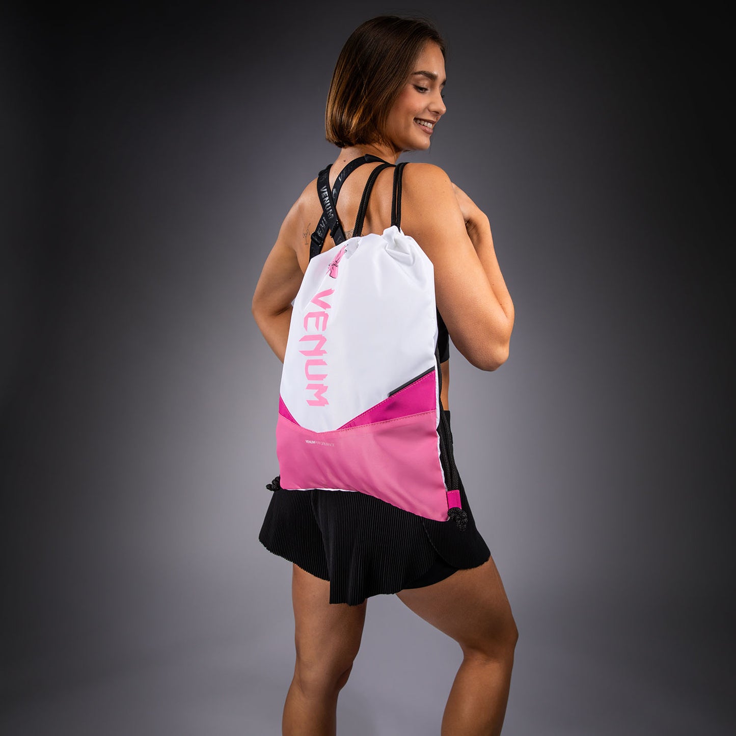 Venum Evo 2 플라워 드로스트링 백 (10-15L) – 화이트/캔디 핑크