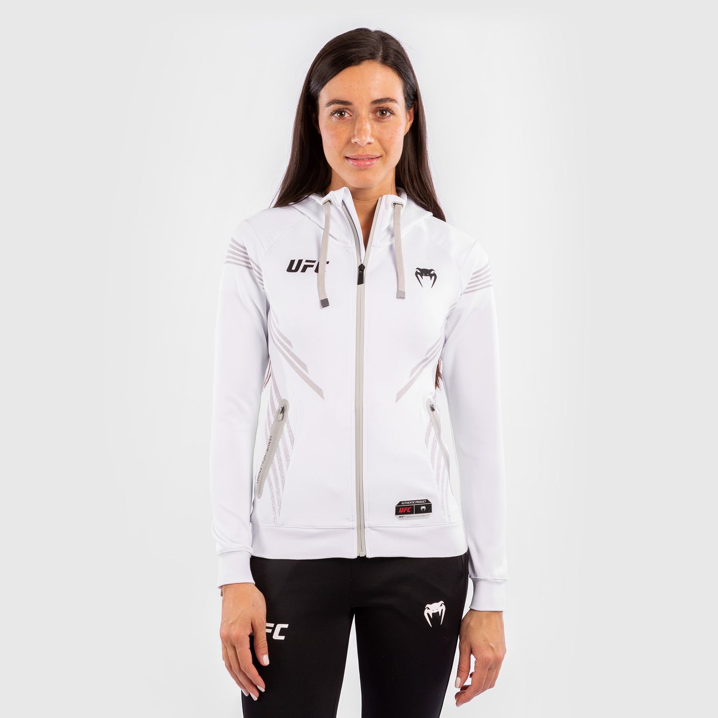 UFC Venum Authentic Fight Night 여성용 워크아웃 후디 – 화이트