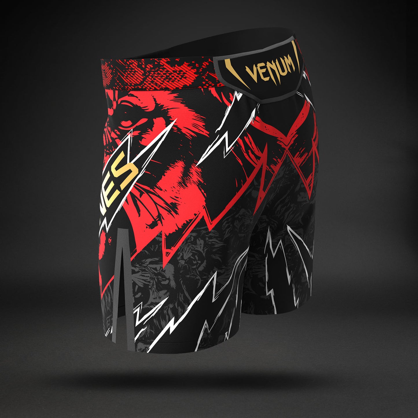 Men's UFC Unrivaled by Venum 레드 존 존스 쇼트 핏 파이트 쇼츠