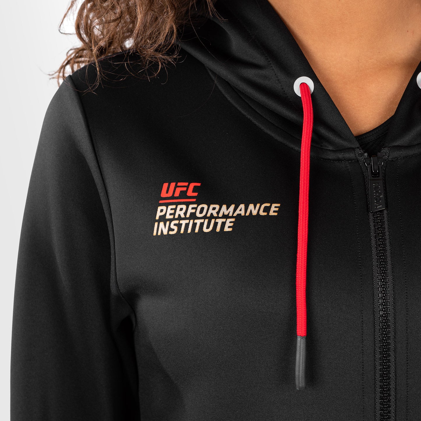 UFC Venum Performance Institute 2.0 여성용 집업 후디 – 블랙/레드