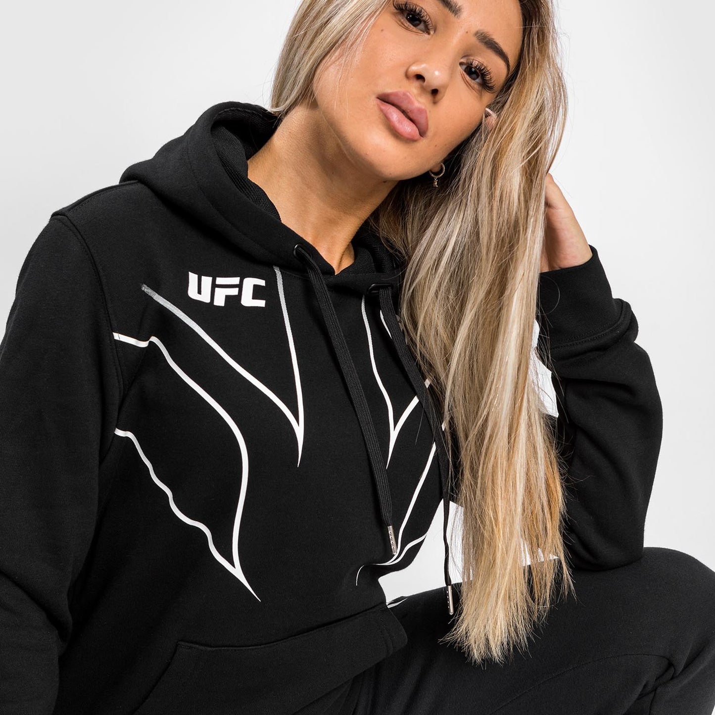 UFC Venum Fight Night 2.0 여성용 후드 티셔츠 – 블랙