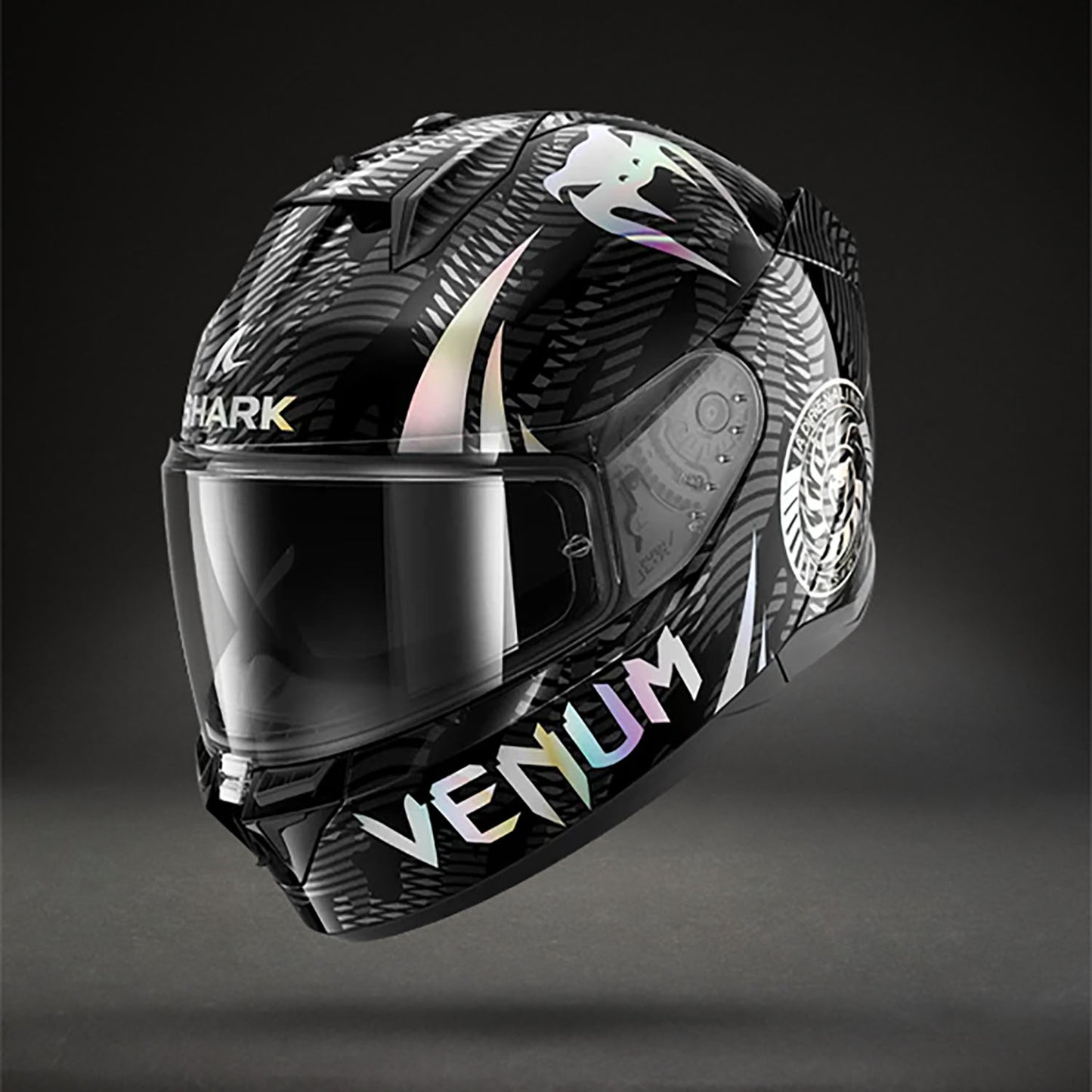 Venum x Shark D-SKWAL 3 모터사이클 헬멧 – 블랙 크롬 안트라사이트