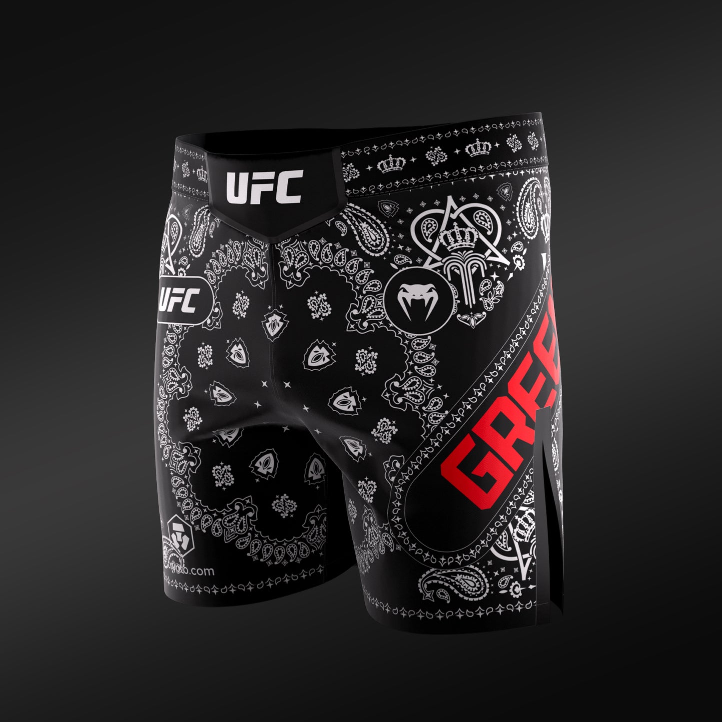 VENUM의 UFC Adrenaline Unrivaled King Green 남성용 발레 투두 반바지 - 블랙