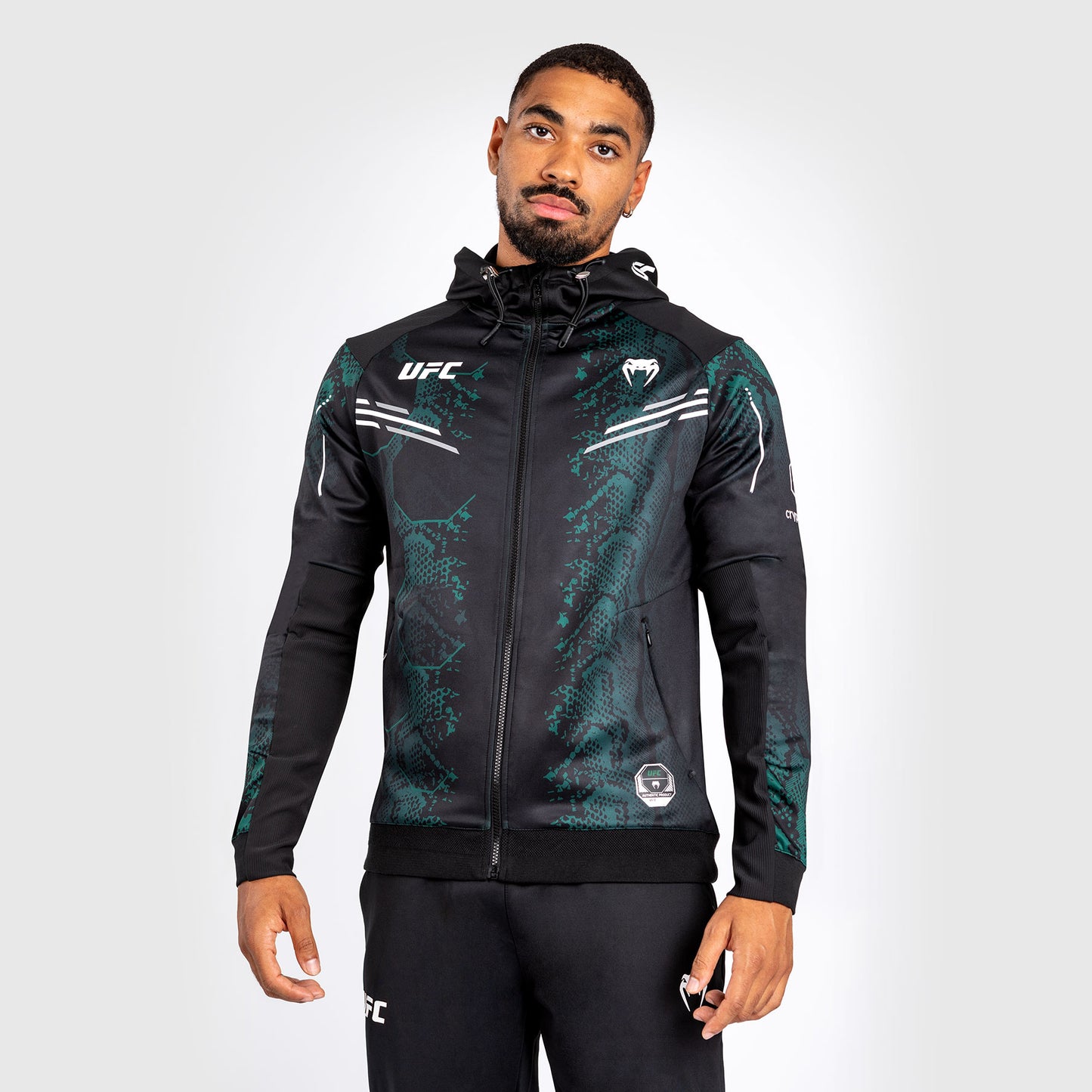 UFC Adrenaline by Venum Authentic Fight Night 남성용 워크아웃 후디 – 그린/블랙