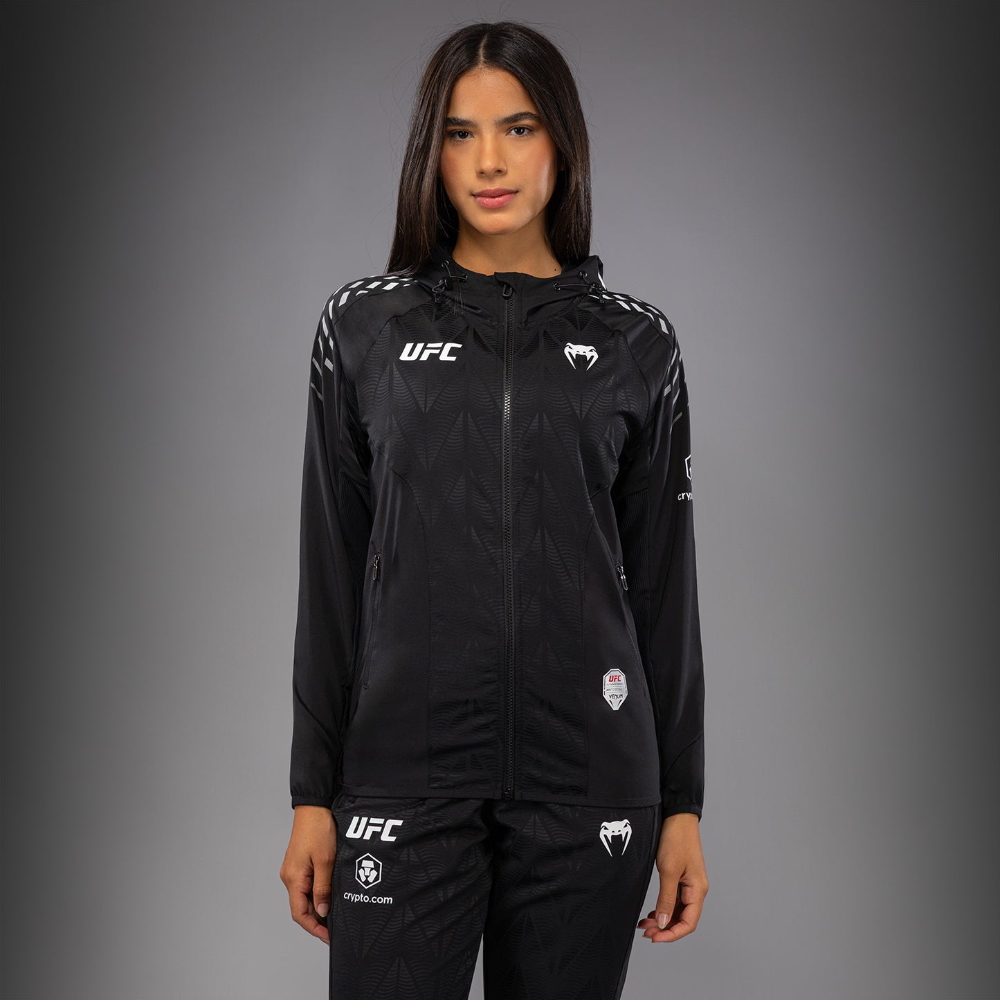 Women's UFC Zenith by Venum Black 오센틱 파이트 나이트 워크아웃 후디
