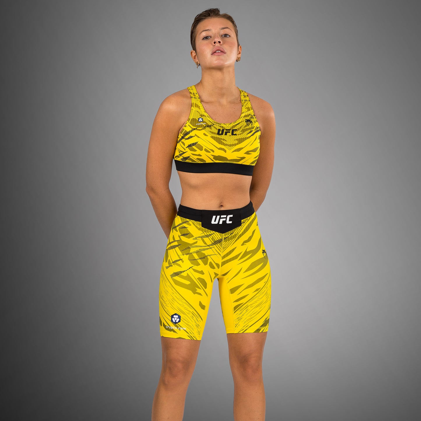 UFC Fusion by Venum 여성용 발리 투도 쇼츠 – 롱 핏 – 옐로우