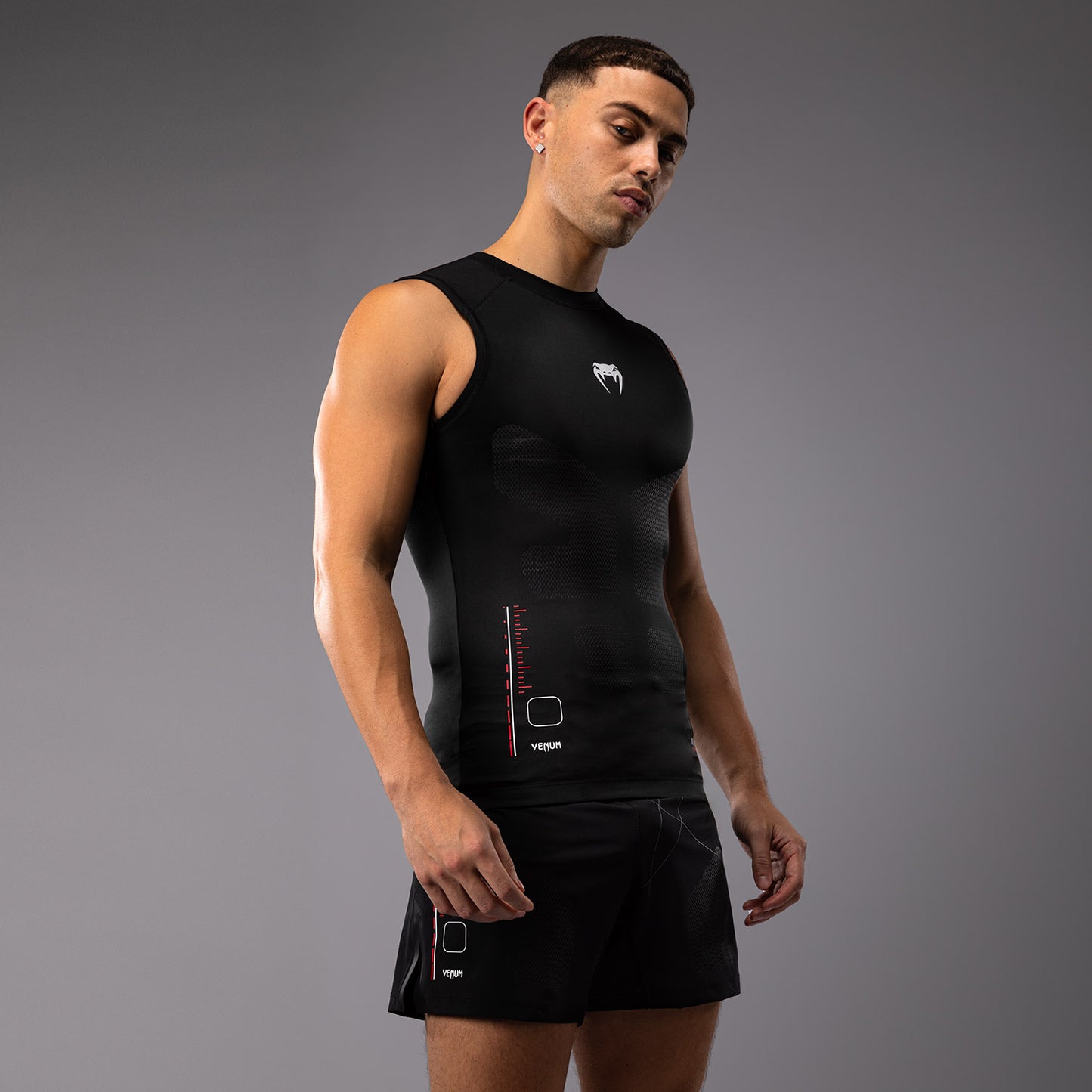 Venum Tactical XT 민소매 래쉬가드 – 블랙/파이어 레드