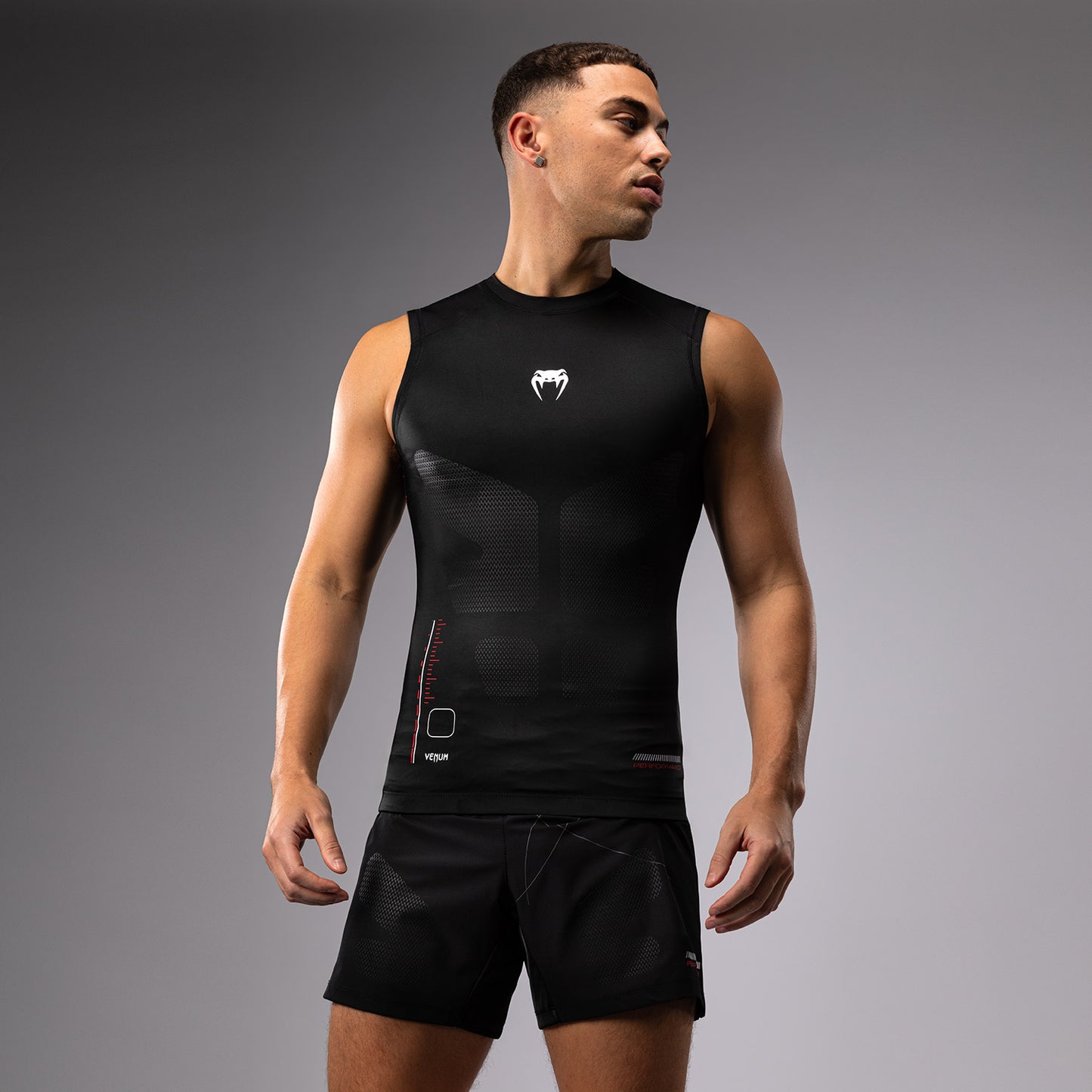 Venum Tactical XT 민소매 래쉬가드 – 블랙/파이어 레드