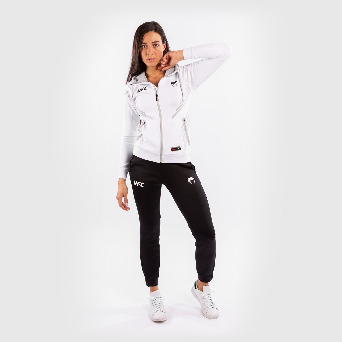 UFC Venum Authentic Fight Night 여성용 워크아웃 후디 – 화이트