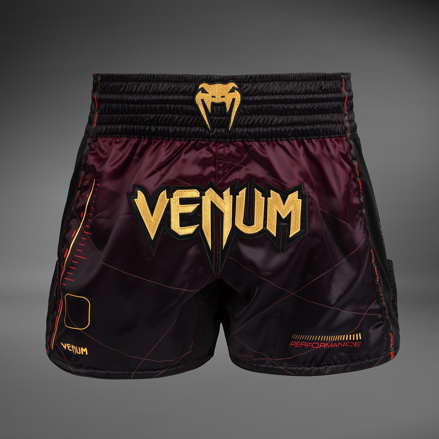 Venum Tactical XT 무에타이 쇼츠 – 블랙/버건디/골드