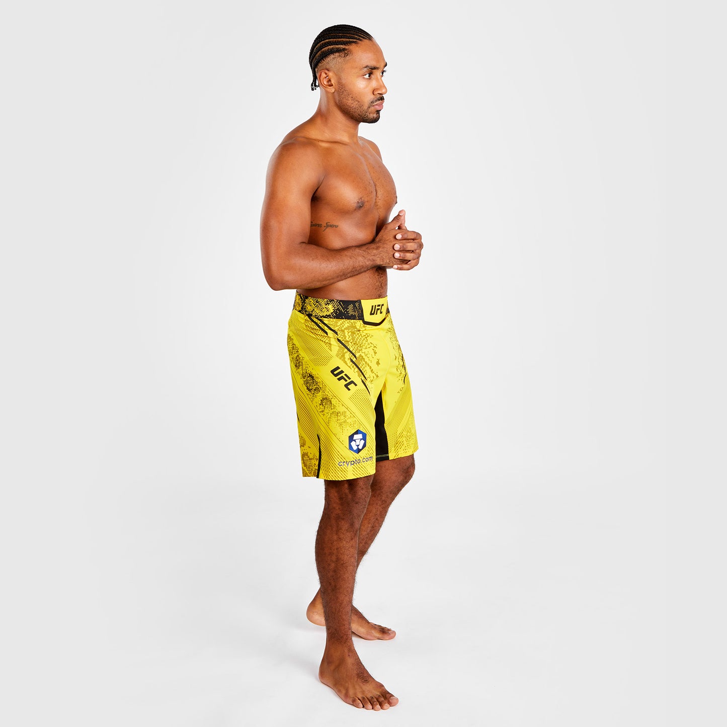 UFC Adrenaline by Venum 남성용 파이트 쇼츠 – 롱 핏 – 옐로우