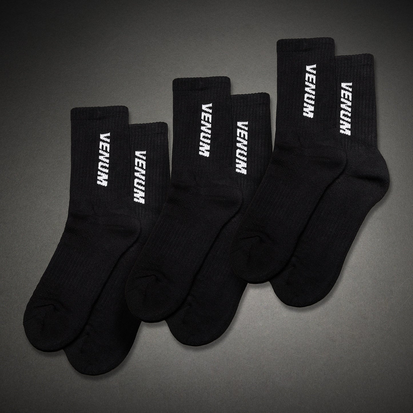 Venum Essential 크루 양말 (3켤레 세트) – 블랙/화이트