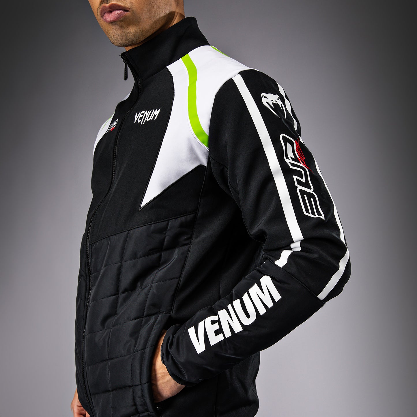 Venum x Bud Racing 남성용 자켓 – 블랙/화이트/라임 그린