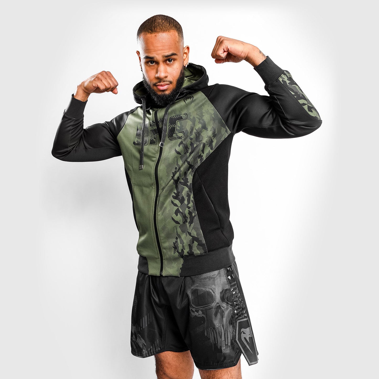 UFC Venum Authentic Fight Week 남성용 집업 후디 – 카키