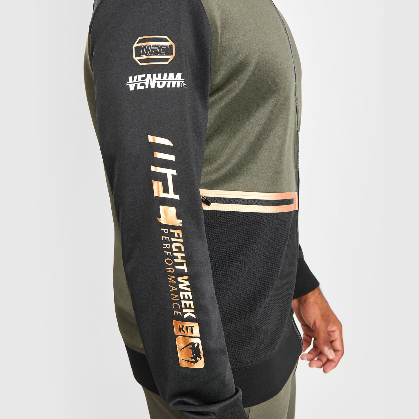 UFC Adrenaline by Venum Fight Week 남성용 집업 후디 – 카키/브론즈