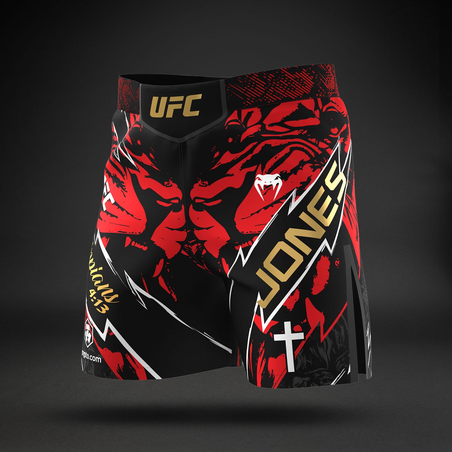 Men's UFC Unrivaled by Venum 레드 존 존스 쇼트 핏 파이트 쇼츠