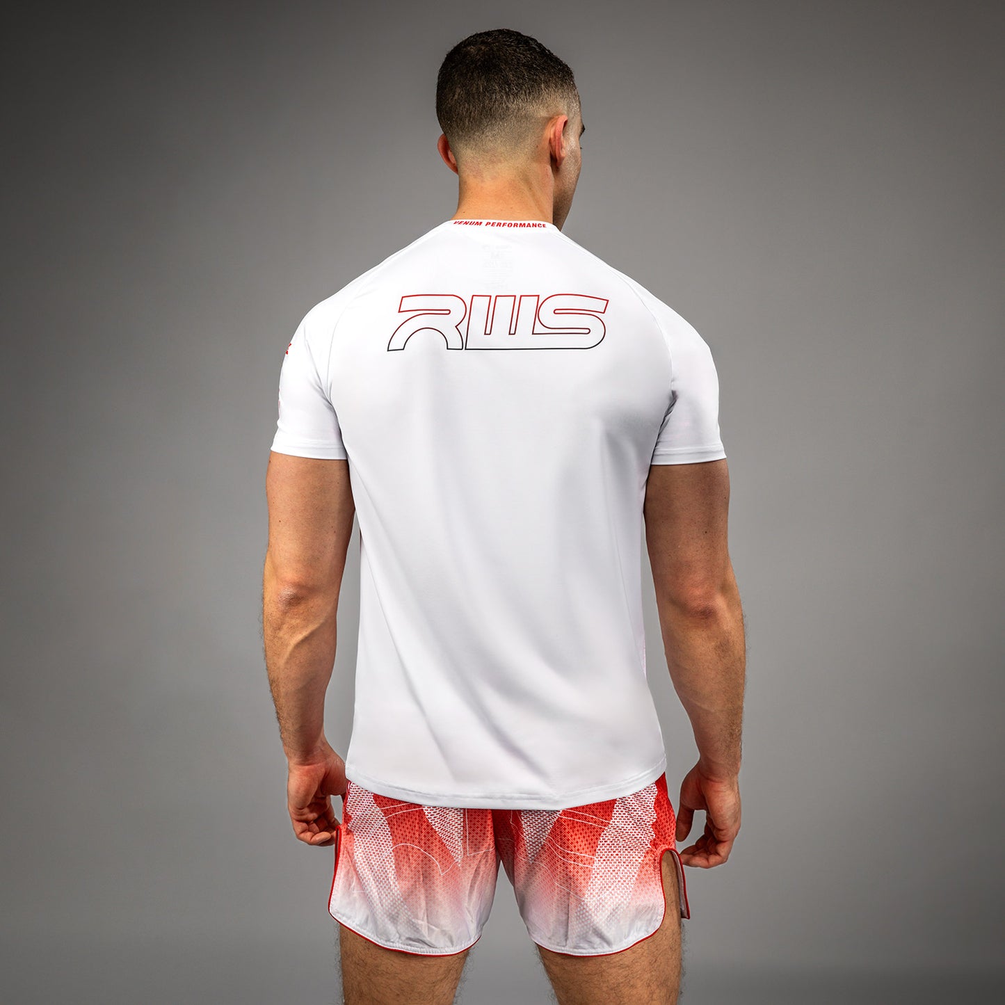 Venum x RWS 2.0 남성용 드라이 테크 티셔츠 – 화이트/레드