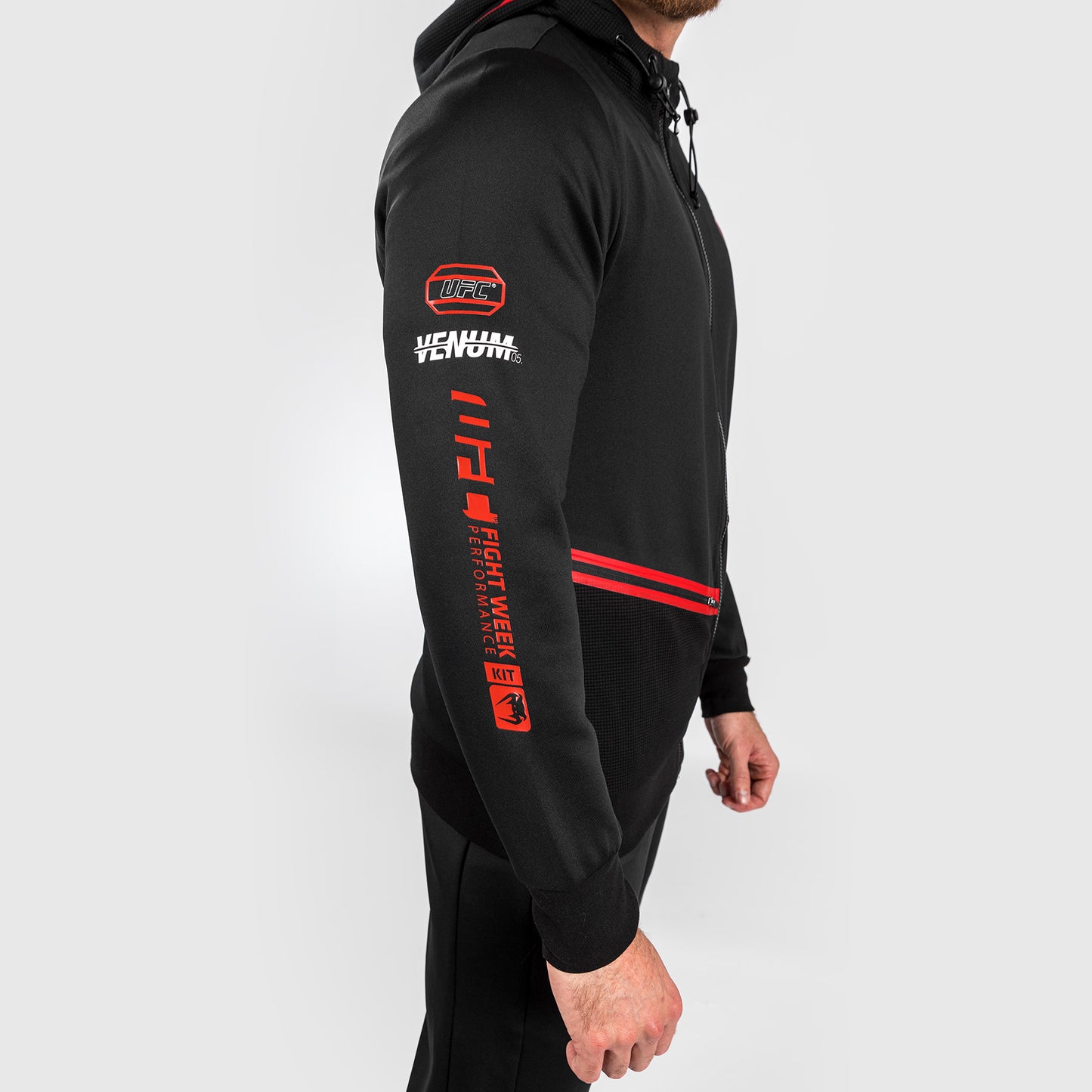 UFC Adrenaline by Venum Fight Week 남성용 집업 후드티셔츠 – 블랙