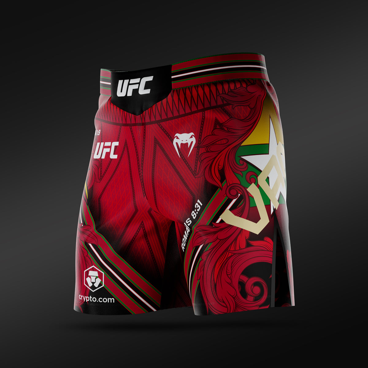 UFC Adrenaline Unrivaled by Venum 남성 파이트 쇼츠 숏 핏 조슈 밴 - 레드