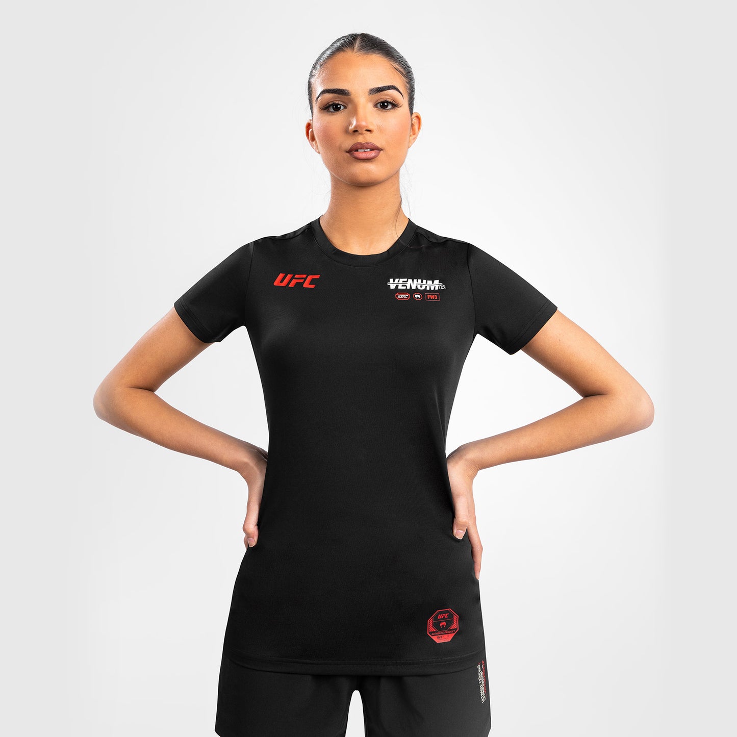 UFC Adrenaline by Venum Fight Week 여성용 드라이 테크 티셔츠 – 블랙
