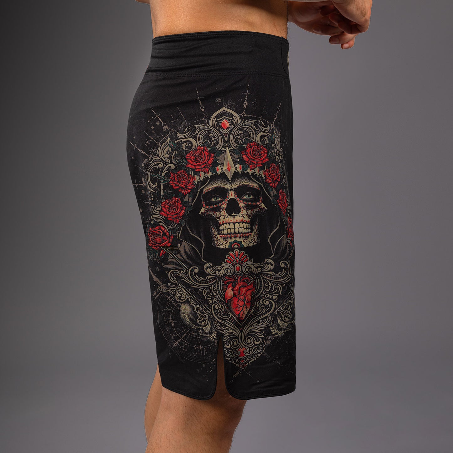 Venum Santa Muerte 5.0 남성용 파이트 쇼츠 – 딥 블랙/골드