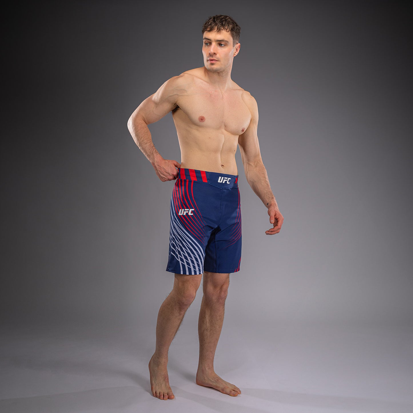 Official UFC Freedom 250 by Venum 남성용 Authentic Fight Night 파이트 쇼츠 롱 핏 - 블루