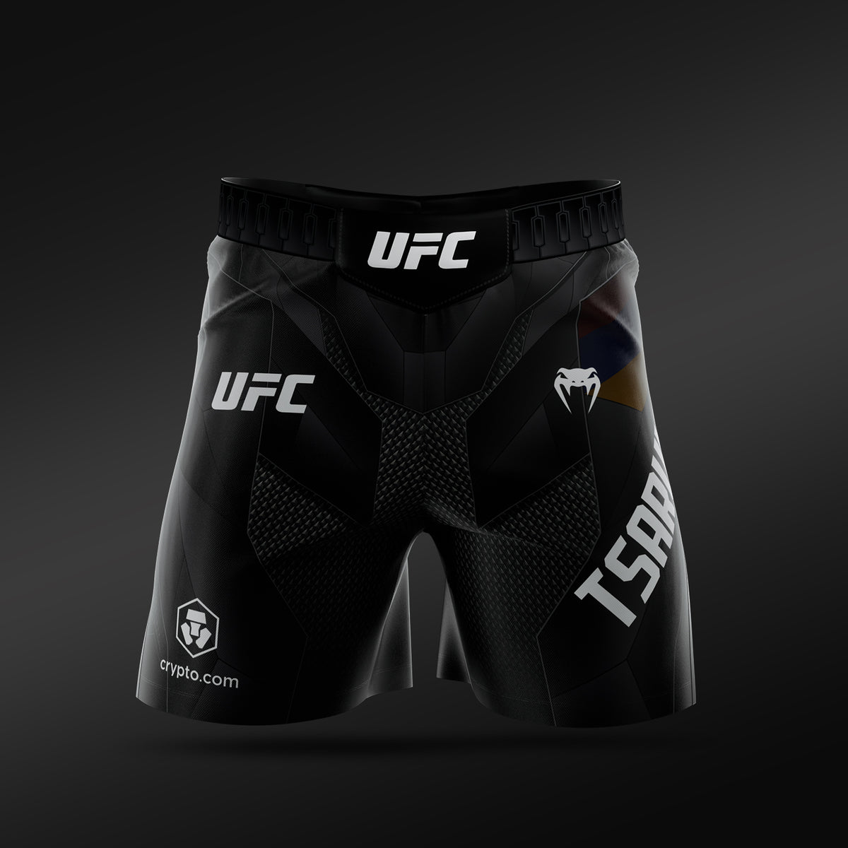 UFC Adrenaline Unrivaled by Venum 남성 파이트 쇼츠 숏 핏 아르만 차루키안 - 블랙