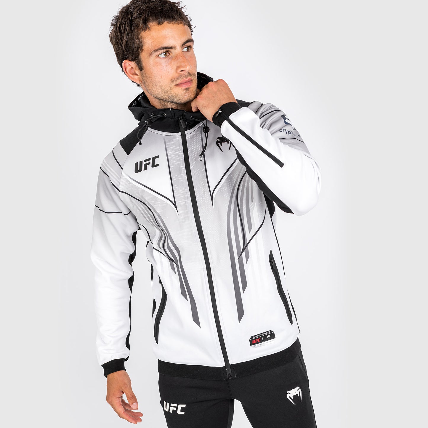 UFC Venum Authentic Fight Night 2.0 키트 by Venum 남성용 워크아웃 후디 – 화이트