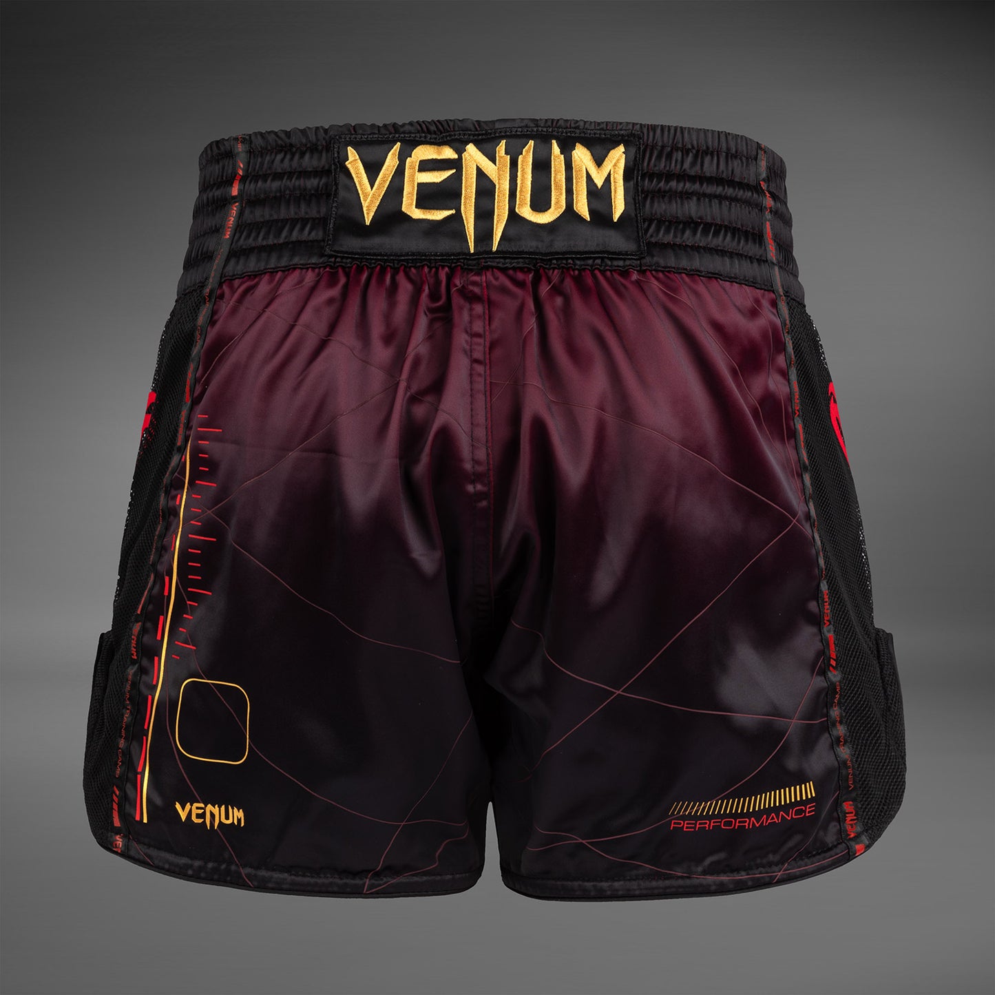 Venum Tactical XT 무에타이 쇼츠 – 블랙/버건디/골드