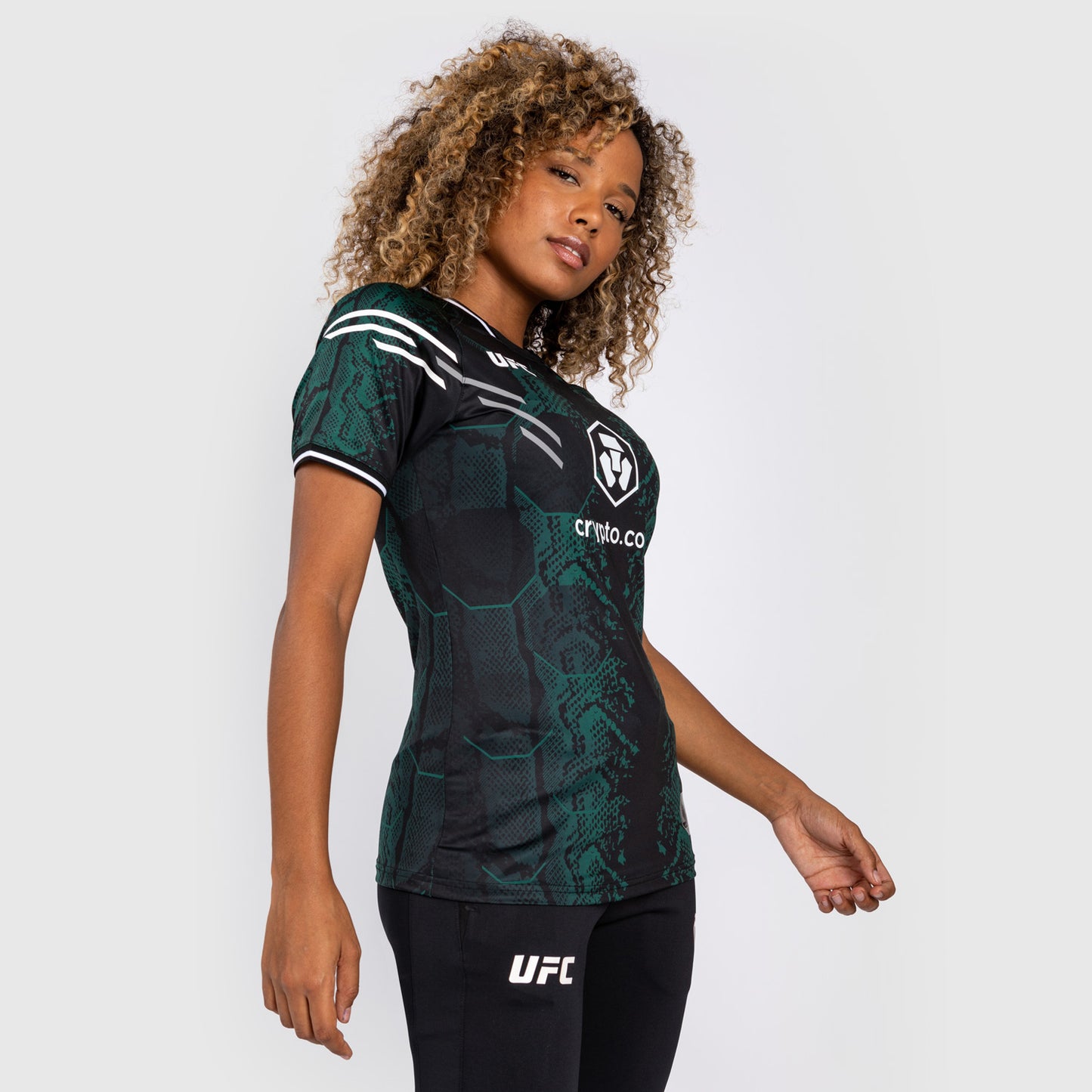 UFC Adrenaline by Venum Authentic Fight Night 여성 워크아웃 저지 – 에메랄드 에디션 – 그린/블랙
