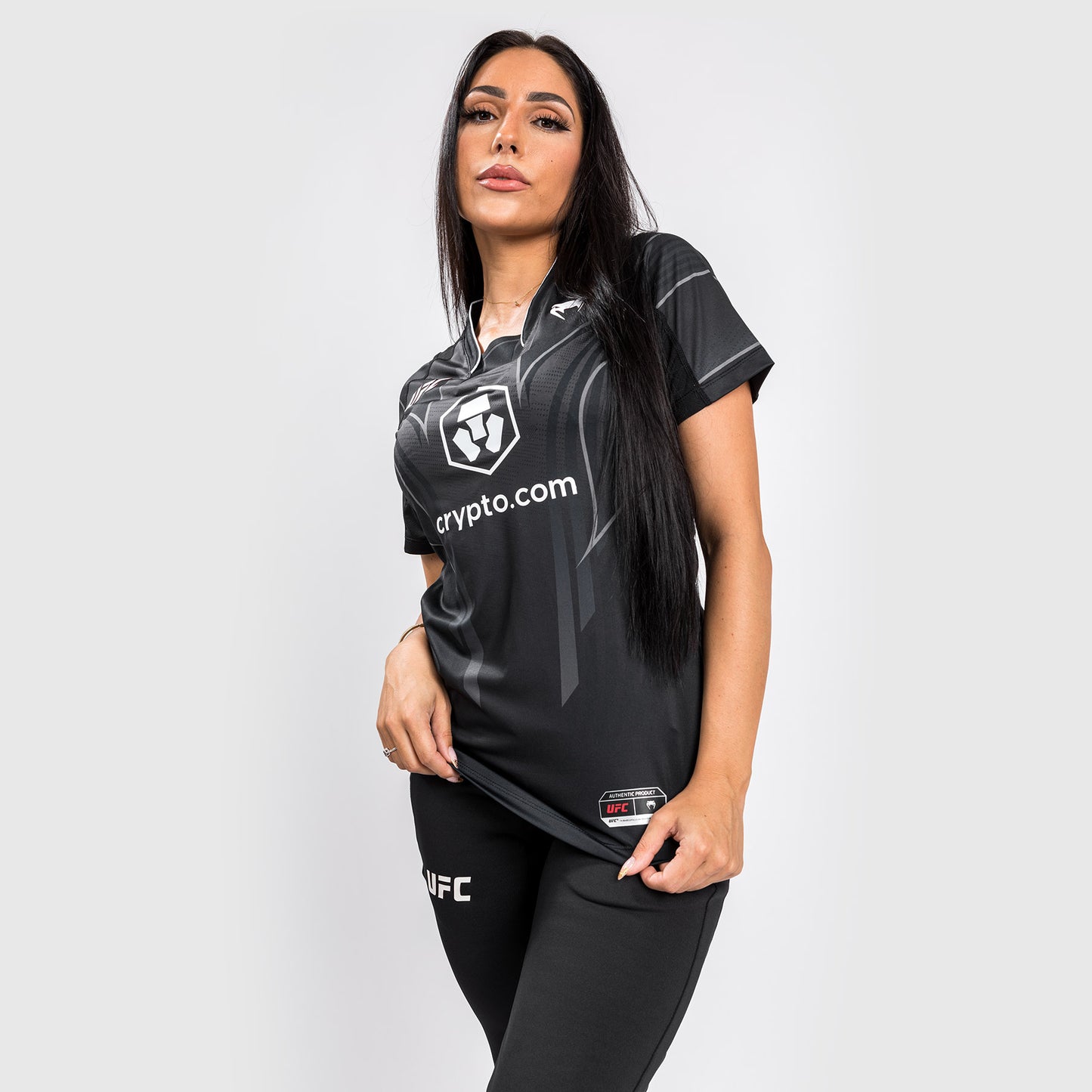 UFC Venum Authentic Fight Night 2.0 키트 여성용 워크아웃 저지 – 블랙