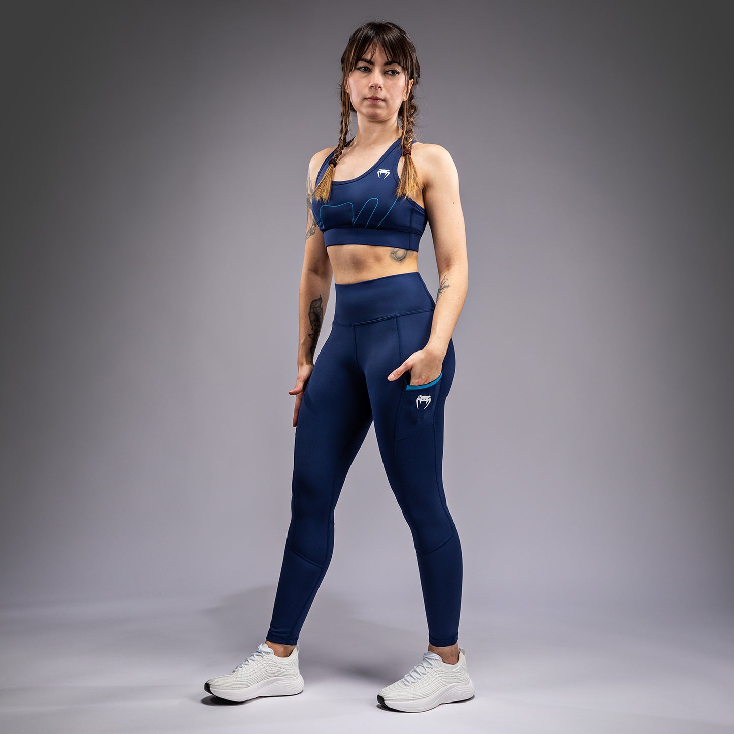 Venum x Top Rank Original 여성용 7/8 레깅스 – 네이비 블루