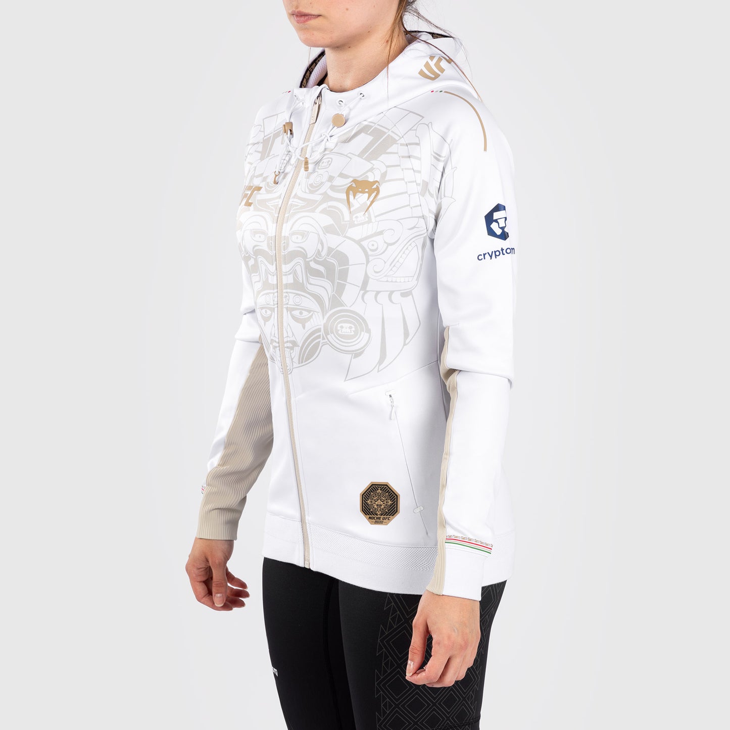 Noche UFC By Venum Authentic Fight Night 여성용 워크아웃 후디 – 화이트