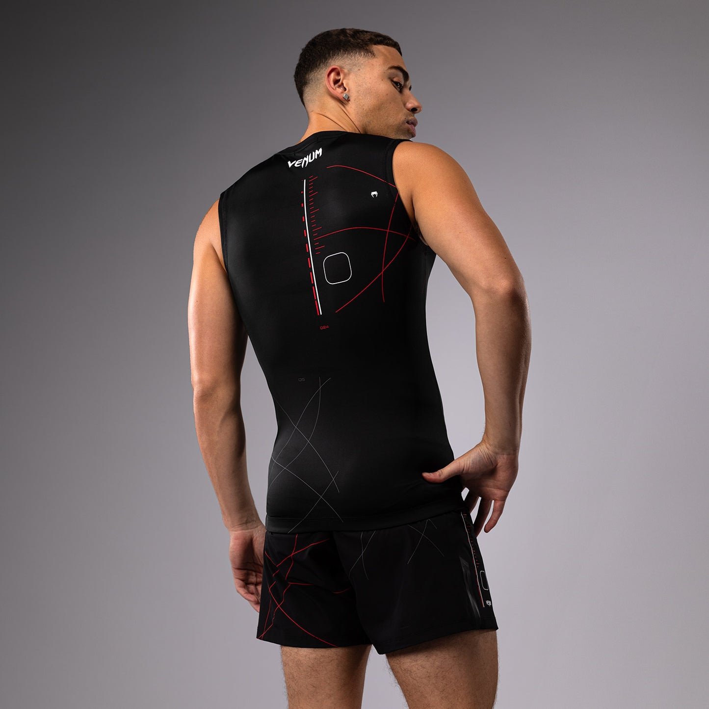 Venum Tactical XT 민소매 래쉬가드 – 블랙/파이어 레드