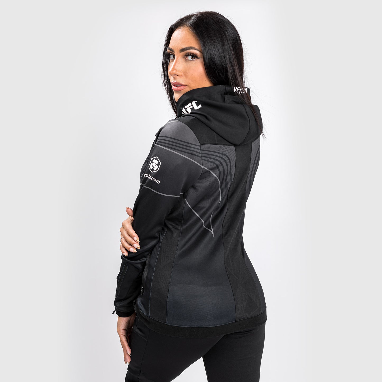 UFC Venum Authentic Fight Night 2.0 여성용 워크아웃 후디 – 블랙