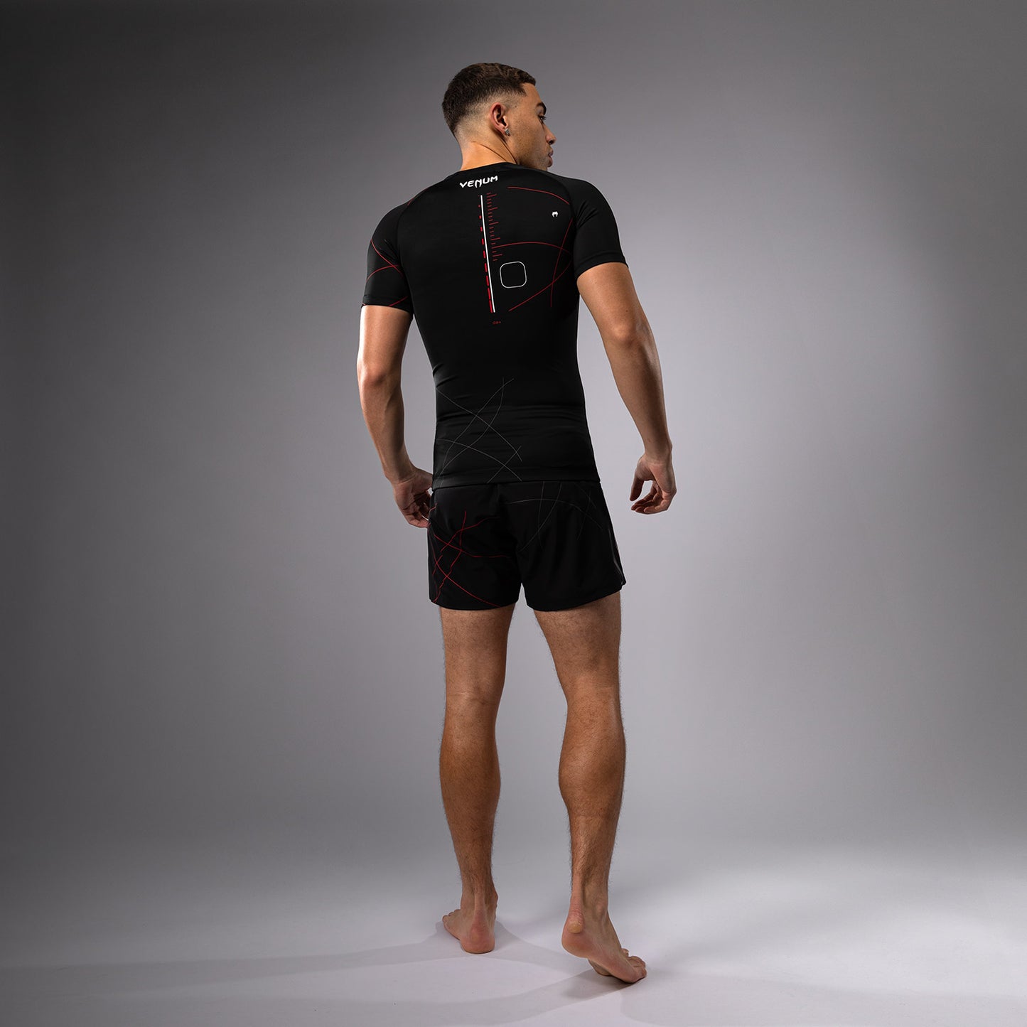 Venum Tactical XT 반팔 래쉬가드 – 블랙/파이어 레드