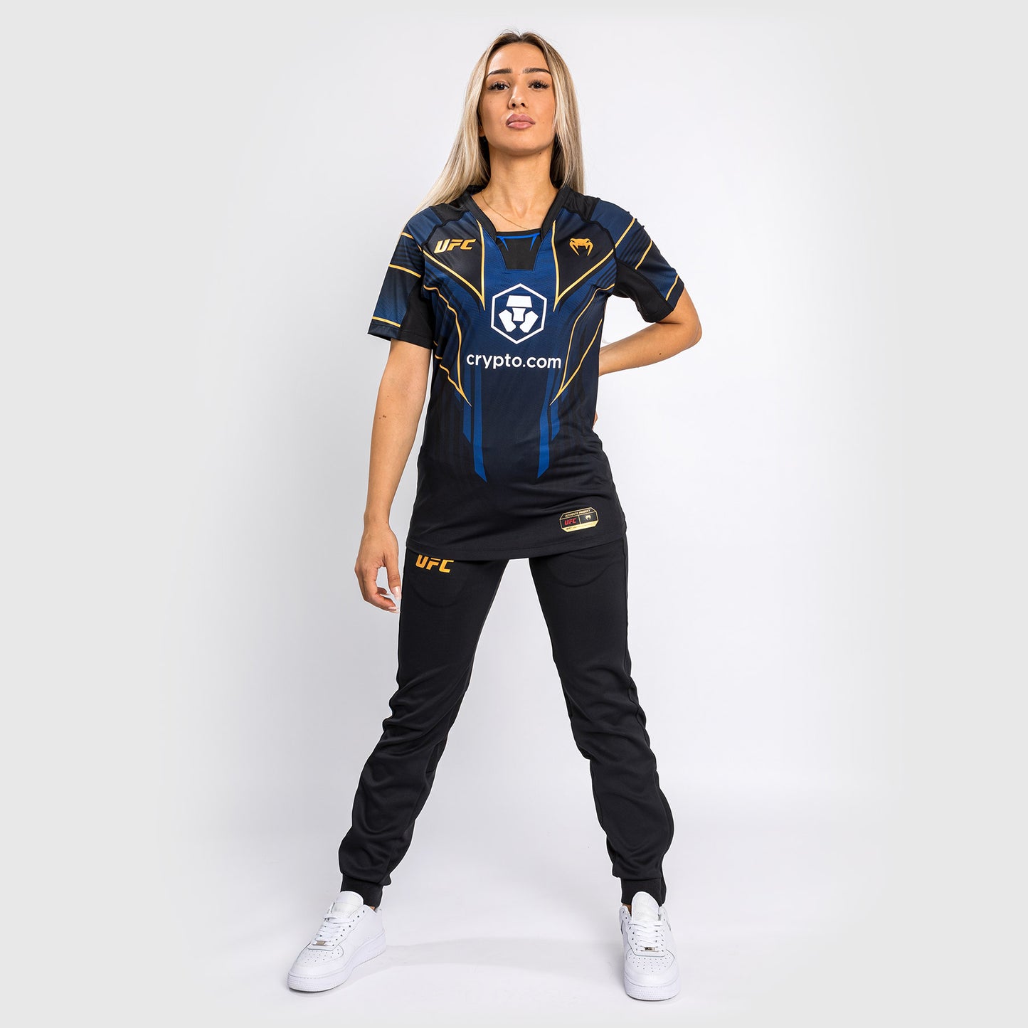 UFC Authentic Fight Night 2.0 Kit By Venum 여성용 워크아웃 저지 – 미드나잇 에디션 – 챔피언