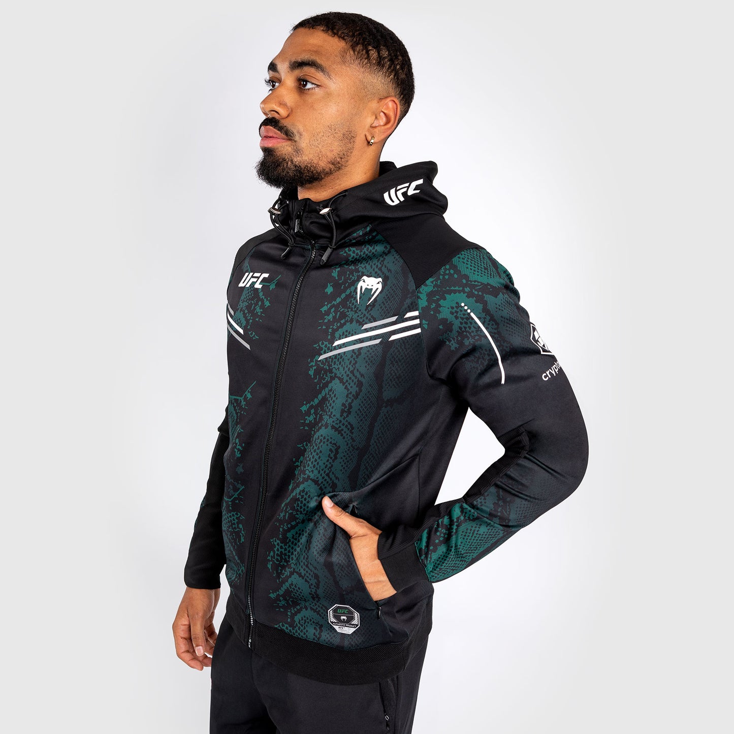 UFC Adrenaline by Venum Authentic Fight Night 남성용 워크아웃 후디 – 그린/블랙