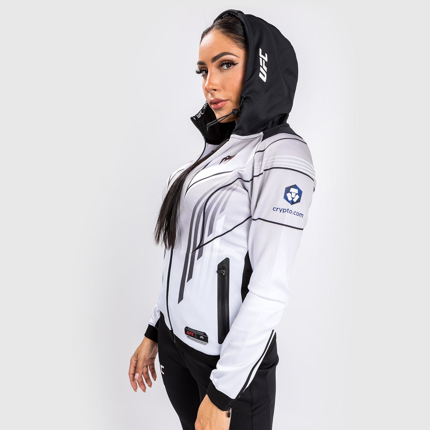 UFC Venum Authentic Fight Night 2.0 키트 by Venum 여성용 워크아웃 후디 – 화이트