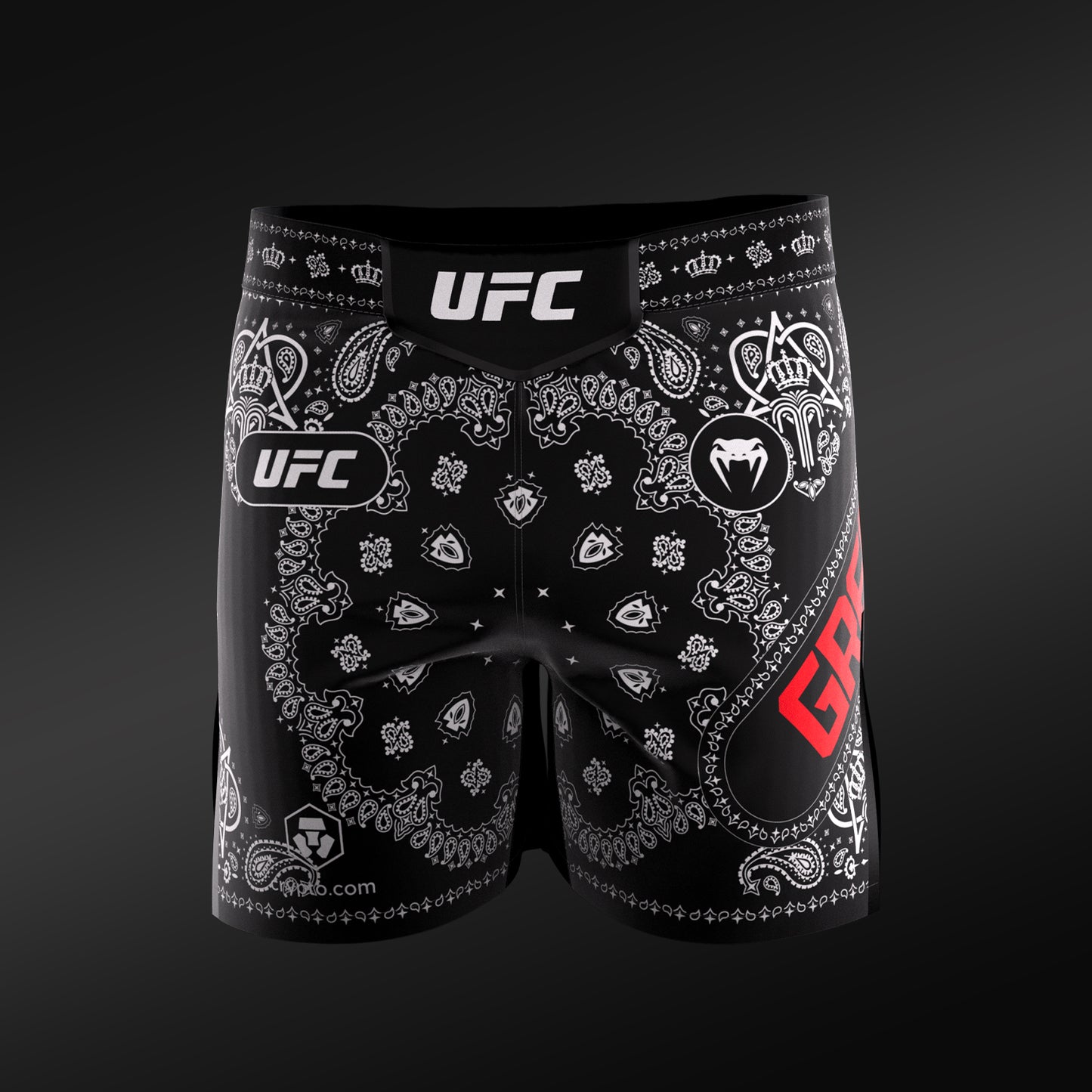 VENUM의 UFC Adrenaline Unrivaled King Green 남성용 발레 투두 반바지 - 블랙