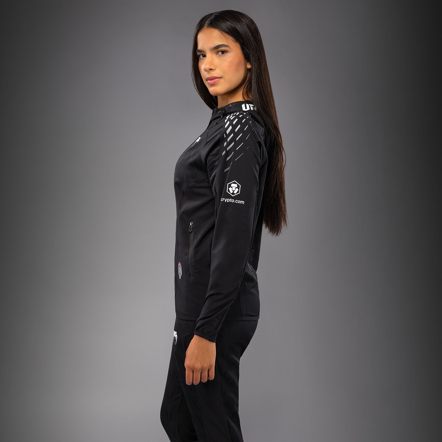 Women's UFC Zenith by Venum Black 오센틱 파이트 나이트 워크아웃 후디
