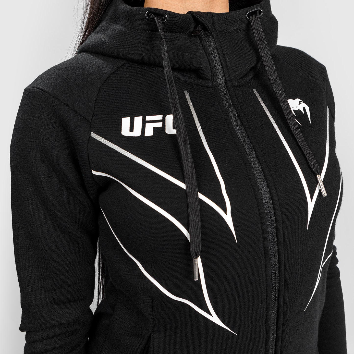 UFC Venum Fight Night 2.0 여성용 풀 집업 후디 – 블랙