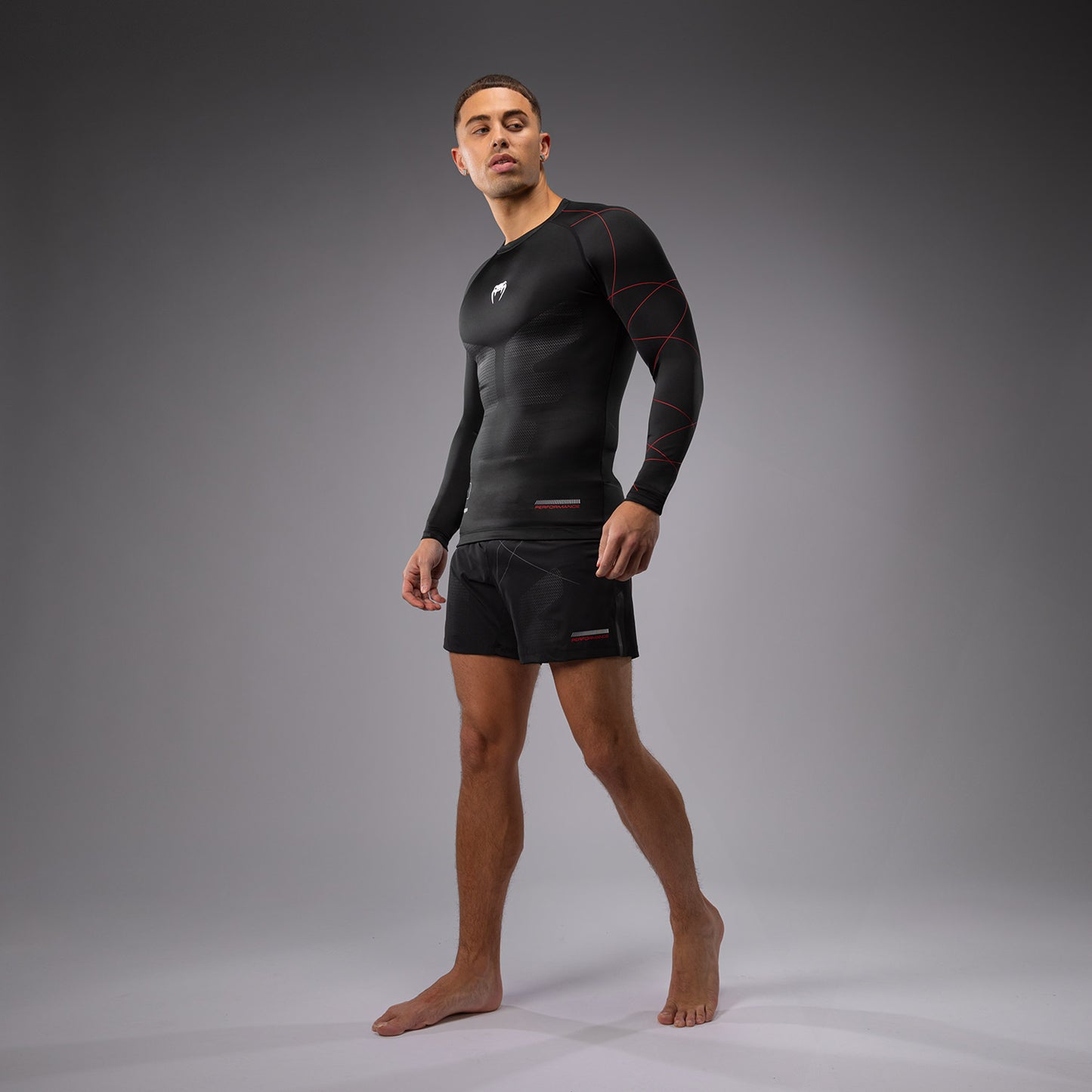 Venum Tactical XT 남성용 긴팔 래쉬가드 – 블랙/파이어 레드