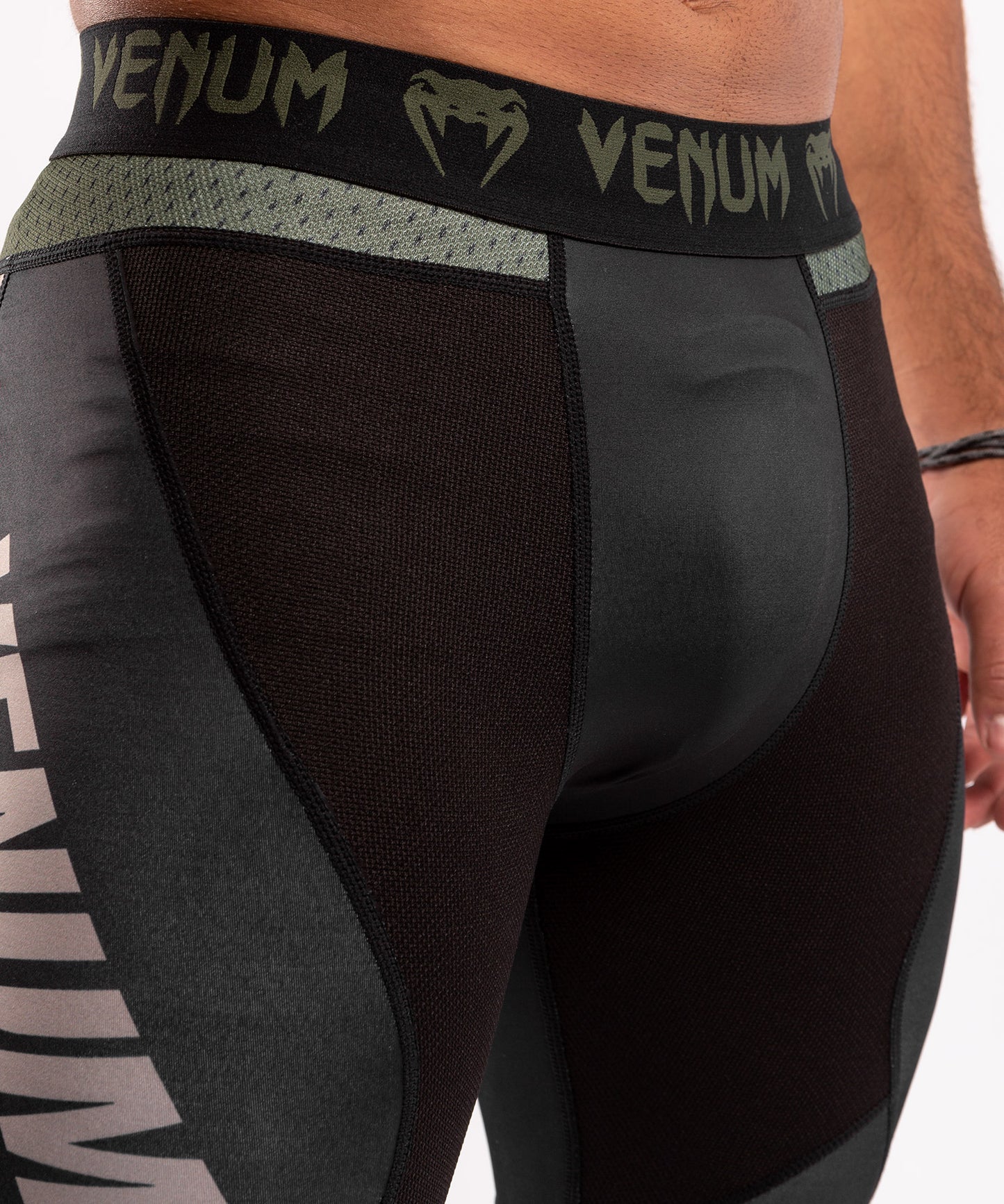 Venum ONE FC Impact Compression Tights - Black/Khaki